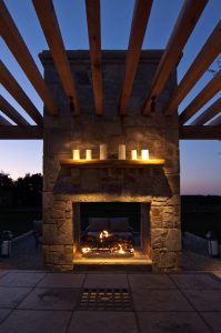 Stone fireplace