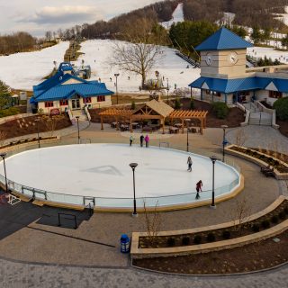 Paver courtyard with ice rink